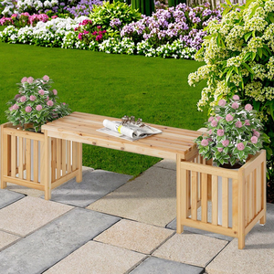 <span class=keywords><strong>Banc</strong></span> <span class=keywords><strong>de</strong></span> <span class=keywords><strong>jardin</strong></span> surélevé en bois moderne 2-en-1 écologique avec 2 jardinières latérales, siège extérieur et pot <span class=keywords><strong>de</strong></span> fleurs double usage pour <span class=keywords><strong>jardin</strong></span> domestique - Product Image 3