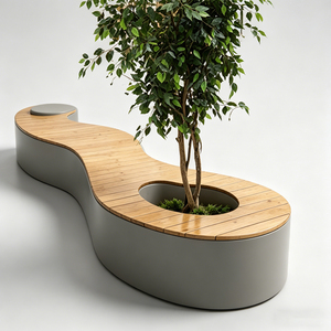Modern Outdoor Furniture With Planter Custom GRC Tree Bench Durable Public Seating for Municipal <b>Square</b> - Product Image 4