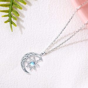 Trang Sức Bạc Sterling 925 Vòng Cổ Mặt Dây Chuyền Celtic Trăng Lưỡi Liềm Mặt Trời Mặt Trăng Đá Cho Nữ - Product Image 5