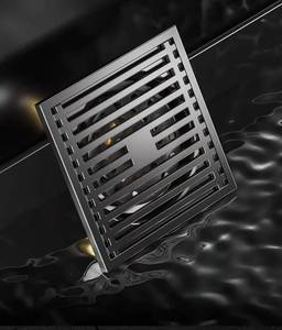 Phòng tắm hiện đại vòi hoa sen Brass Quảng trường cống sàn màu đen tuyến tính cống sàn chống mùi cống sàn - Product Image 3