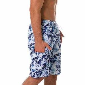 Shorts de bain longs pour hommes en polyester imprimé, longueur au-dessus du genou, avec poches latérales et cordon de serrage, grandes tailles, vente en gros - Product Image 1