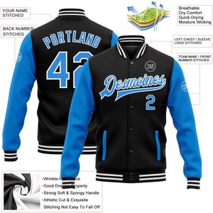 Custom Baseball Varsity <b>Jacket</b> Personalized Stitched Name Number Unisex Adult Preppy Style Autumn Breathable Turn-down Collar - Product Image 2