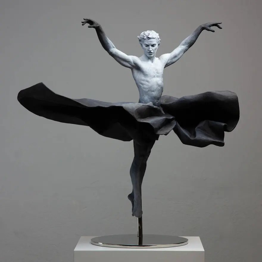 Modern stil bronz bale dansçı heykeli bakır adam sanat heykel ev dekor