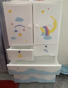 <span class=keywords><strong>Armoire</strong></span> de dessin animé en plastique pour <span class=keywords><strong>chambre</strong></span> d'enfant <span class=keywords><strong>Armoire</strong></span> de rangement pour vêtements Commode pour enfants à 6 niveaux avec tiroirs de rangement Largeur 88cm - Product Image 4
