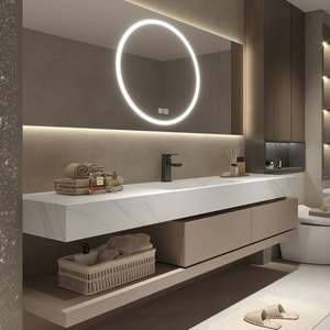 Muebles de Baño de Diseño Moderno Personalizados de Fábrica, Mueble de Baño de Estilo Italiano con Lavabo Individual y Espejo - Product Image 1