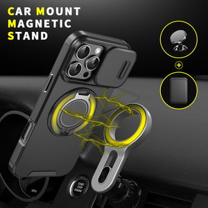 Resistente a Impactos 360° °   Funda Magnética Giratoria con Diseño de Armadura y Cámara Deslizante para iPhone 18 17 16 15 Pro Max - Product Image 6