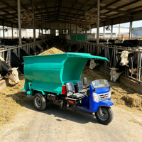 Chariot d'alimentation universel à décharge réversible simple/double face pour le bétail multi-espèces