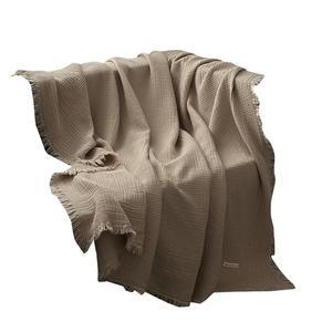 <span class=keywords><strong>Plaid</strong></span> beige 4 couches 100 % coton, motif gaufré, avec pompons, pour canapé et lit, toutes saisons, décoration intérieure neutre, moderne et confortable, vente en gros - Product Image 5