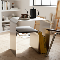 Table basse en acier inoxydable brossé de style minimaliste moderne, multifonctionnelle, écologique, durable, légère, couleur personnalisable