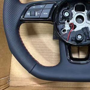 Volant sport <span class=keywords><strong>S</strong></span>-<span class=keywords><strong>Line</strong></span> à fond plat en cuir pour <span class=keywords><strong>Audi</strong></span> B9 R8 A6 C7 <span class=keywords><strong>A3</strong></span> A4 B8 B9 S5 A5 Q3 Q5 RS3 RS7 A6 A7 A8 Q7 - Product Image 5