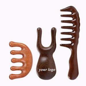 <span class=keywords><strong>2025</strong></span> masajeador de cuero cabelludo de madera de alta calidad peine cabeza cuero cabelludo masajeador corporal Facial para mujer hombres crecimiento del cabello Gua Sha peine de dientes anchos - Product Image 1