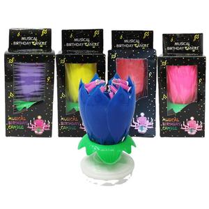 Lilin Musik Berputar Teknologi Kreatif Lotus Pesta Ulang Tahun Ganda Warna Pink Lampu Lilin Lotus Elektronik - Product Image 5