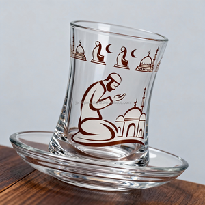 Set di 12 Tazze <span class=keywords><strong>da</strong></span> Tè e Piattini in Stile Arabo con Decalcomanie Fatte a Mano, Set di Tazze <span class=keywords><strong>da</strong></span> Tè e Caffè Turche - Product Image 2