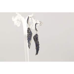 Vente chaude Individuation Boucles D'oreilles En Argent 925 Argent Bleu Cristal Aile Boucles D'oreilles Pour Cadeau D'anniversaire - Product Image 4