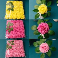 Saint-Valentin : 30 roses PE par paquet pour la décoration murale de mariage ou de maison (fleurs artificielles)
