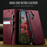 Étui portefeuille anti-RFID CaseMe pour iPhone 16/15/14/13/12/11 avec matériau PU, couverture magnétique multifonctionnelle pour cartes de crédit