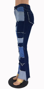 <span class=keywords><strong>Jeans</strong></span> a <span class=keywords><strong>Vita</strong></span> Alta e Gamba Svasata per Donna, Abbigliamento Sexy Strappato <span class=keywords><strong>Elastico</strong></span> con Buchi, Leggings Lunghi in Denim Skinny - Product Image 3