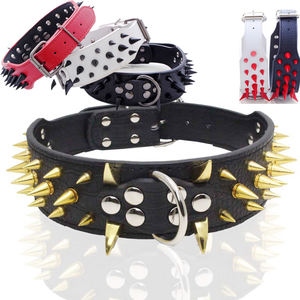 Op Maat Gemaakte Luxe Lederen Studs Puntige Hondenhalsband Huisdier Ontwerper Kragen Print Linten Opp Tas Verstelbaar Accepteren Aangepaste Logo - Product Image 3