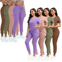Ensembles d'Uniformes Scrubs Extensibles Personnalisés Logo Fabricant Taille Plus pour Femmes Haut de Blouse Jogging Leg Uniforme Médical de Travail Infirmière Chirurgical
