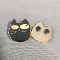 Broche personnalisée pour cadeau, motif chat cool, en métal or rose, faible MOQ, épingles en émail souple ou dur sur mesure