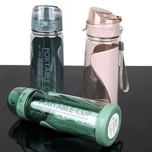 पोर्टेबल फ्लिप कैप लीटप्रूफ 570 एमएल पीने की बोतल स्पोर्ट्स प्लास्टिक पानी की बोतल जिम यात्रा स्कूल के लिए