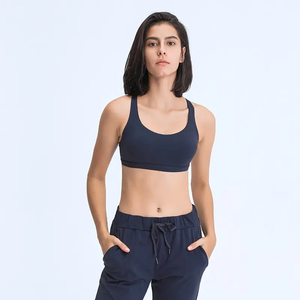 Fitness giysileri Yoga seksi BraWomen çapraz geri ince kemer toplanan sıkı çıplak spor spor sutyen kırpma üst - Product Image 2