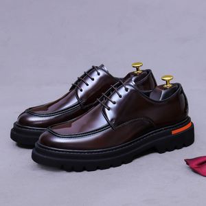 Modelo 2025, Zapatos de Hombre de Cuero Genuino para Negocios y Bodas, con Cordones, Antideslizantes, Resistentes, con Suela Gruesa, Tendencia de Moda Otoñal - Product Image 2