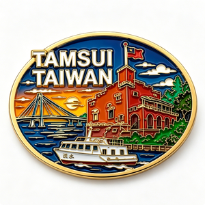 Tamsui Taiwan Souvenir Metal <b>Pin</b> Gold Plated Hard Enamel Travel Collectible Round Shape Zinc Alloy Craft - Product Image 6