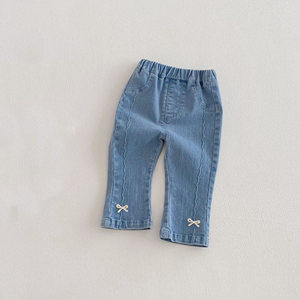 Pantalon Capri en Jean pour Fille, Taille Élastique, avec Nœud Mignon, pour Enfants de 1 à 3 Ans – Collection 2026, Vente Flash - Product Image 3