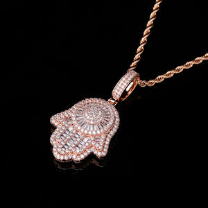 2019 Barang Baru Liontin Tangan Ice Out Hip Hop Berlian Hamsa Bling Bling Liontin - Product Image 4