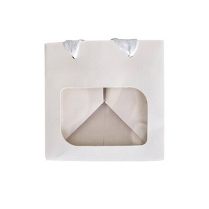 ถุงกระดาษก้นแบนสีขาว Hongyi Packaging พร้อมหน้าต่าง ขนาด 10x10x10 ซม. ถุงของขวัญสำหรับใส่ช่อดอกไม้ ตุ๊กตา การ์ดอวยพร - Product Image 1