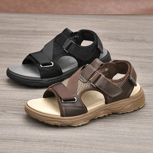 Sandalias Planas con Punta Abierta, Parte Superior de Malla, Suela de Goma, Transpirables, Casuales, de Verano, para Hombre - Product Image 1