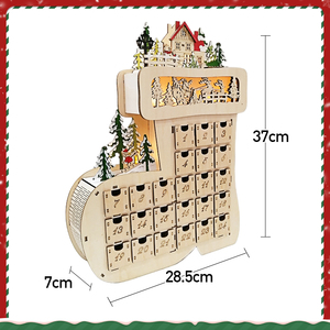 Bằng gỗ <span class=keywords><strong>Advent</strong></span> lịch với 24 ngăn kéo bằng gỗ laser cắt cảnh giáng sinh và ánh sáng lên cho món quà giáng sinh - Product Image 3
