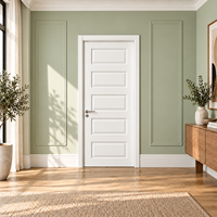 Portes de chambre modernes en MDF 30x80 po, direct usine, pour maison, 5 panneaux, blanches apprêtées, porte intérieure creuse moulée