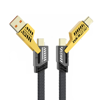 Kabel Pengisian Cepat Universal 4-in-1 dengan Monitor Tegangan 65W PD Sinkronisasi Data Kecepatan Tinggi Pengiriman Daya untuk IOS & Android Penggunaan Sehari-hari di Mobil