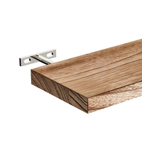 Minimalistisches Massivholz-Set aus Eiche mit 4 Silbernen Halterungen, 15,7 Zoll, Wandmontierte Schwebende Regale für Badezimmer, Wohnzimmer und Küche, Platzsparend
