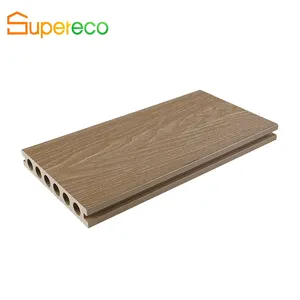 Decking per pavimenti in legno massello composito per esterni in Wpc marrone chiaro per terrazze per una facile installazione all'aperto