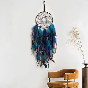 Nouveau design bleu noir avec des perles colorées arc-<span class=keywords><strong>en</strong></span>-ciel lumière enfants filles chambre décor à la maison grande plume <span class=keywords><strong>attrape</strong></span>-rêves - Product Image 4