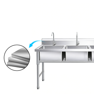 Pia Tripla de Aço Inoxidável 201304 Direto da Fábrica na China, Pia Grande para Buffet e Restaurante - Product Image 4