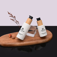 Tapa de Bambú para Botella, Personalizable con Serigrafía de Logotipo, Botellas de Vidrio Blanco Mate de 30 ml
