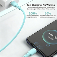Câble de charge rapide 6A Type-C en silicone véritable résistant à l'usure, câble de charge de téléphone ultra-rapide 5 conducteurs en cuivre pur TPE 60W pour transfert de données rapide