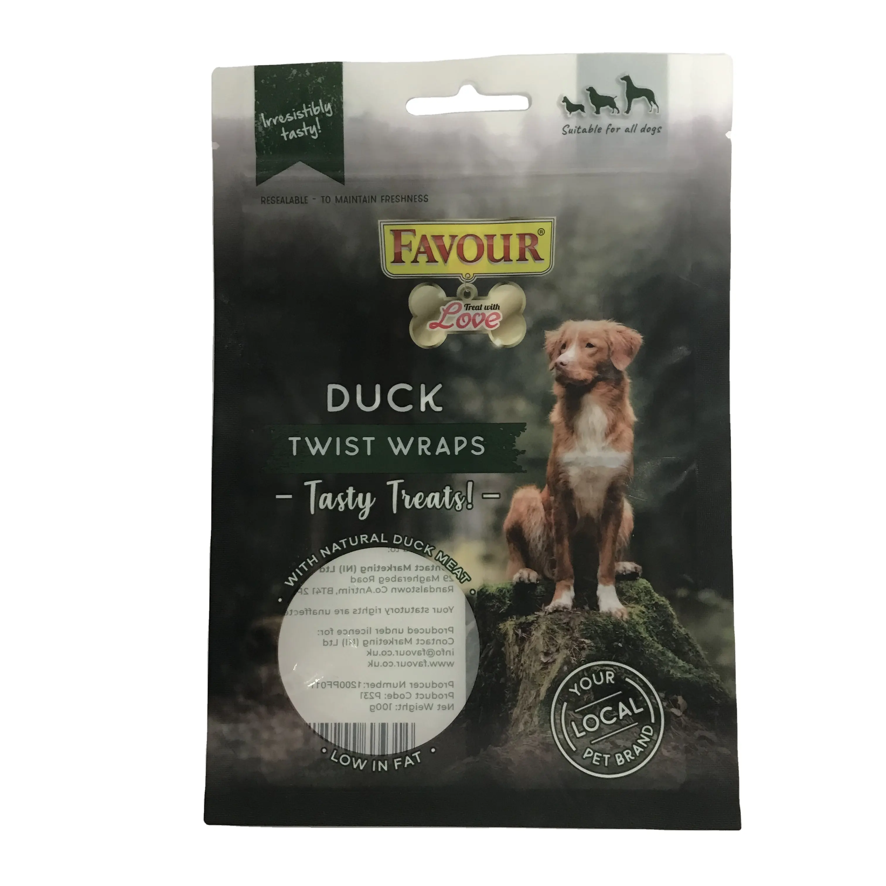 Emballage alimentaire jetable en plastique pour animaux de compagnie de grand devoir de refermable/sac fait sur commande d'aliment pour animaux familiers de chien