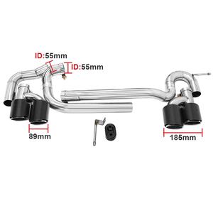 Terminali di Scarico per Audi <span class=keywords><strong>A3</strong></span> <span class=keywords><strong>Sportback</strong></span> 2021-2025 fino a S3, Punte Quad in Acciaio Inox 304 e Fibra di Carbonio - Product Image 2