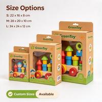 Boîte à jouets en kraft personnalisée multi-tailles avec fenêtre et languette de suspension pour l'emballage de jouets, vente en gros en vrac, directement de l'usine