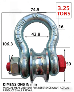 Poulie de levage marine avec manille, 3 tonnes, 4 tonnes, robuste - Product Image 5