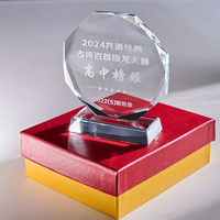 Trophée en cristal personnalisé en verre K9 octogonal, cadeau souvenir, plaque gravée au laser avec LOGO, pour anniversaires et invités européens