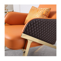 Chaise de canapé de salon en cuir véritable de loisirs nordiques de luxe Offre Spéciale avec des chaises de jambe en métal doré pour des meubles de salon