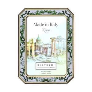 Beltrami Photo <b>Frame</b> 4x6 Inch Silver Plated Octagonal Green Decorative <b>Metal</b> <b>Frame</b> - Product Image 1