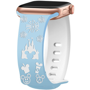 Cinturini in silicone bicolore con castello in rilievo compatibili con <span class=keywords><strong>Apple</strong></span> <span class=keywords><strong>Watch</strong></span> Series 8/7/Ultra 3 4 5 6 <span class=keywords><strong>SE</strong></span> - Product Image 4