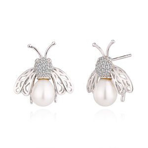 Grandes boucles <span class=keywords><strong>d</strong></span>'oreilles pendantes en or et en or rose pour femmes, boucles <span class=keywords><strong>d</strong></span>'oreilles pendantes <span class=keywords><strong>d</strong></span>élicates en perles <span class=keywords><strong>d</strong></span>'argent pour mariage - Product Image 1